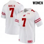 Women's Wisconsin Badgers NCAA #7 Danny Davis III White Authentic Under Armour Stitched College Football Jersey RV31P61LO